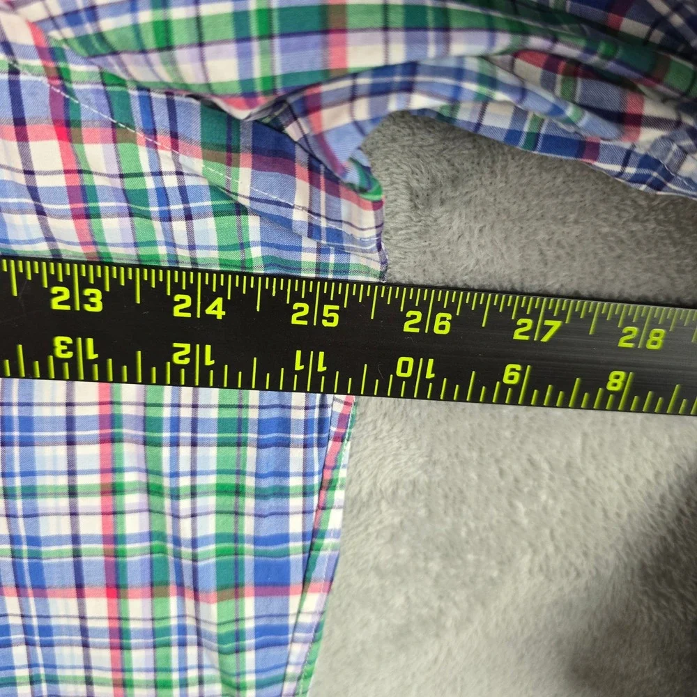 Polo Ralph Lauren Mens XL Classic Fit Plaid Button Down Shirt Blue Green Stretch